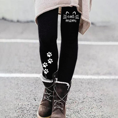 Cat Mom Printed Casual Leggings elevenforest