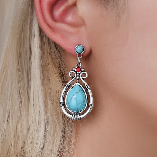 Turquoise Stone Dangling Earrings