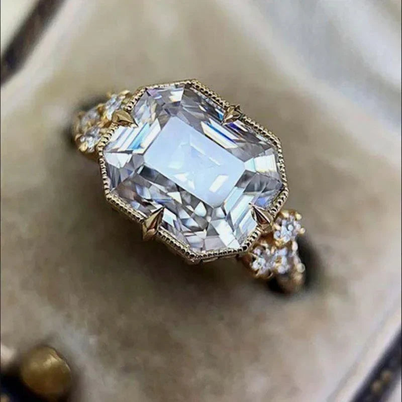 Square Micro Inlaid Zircon Ring