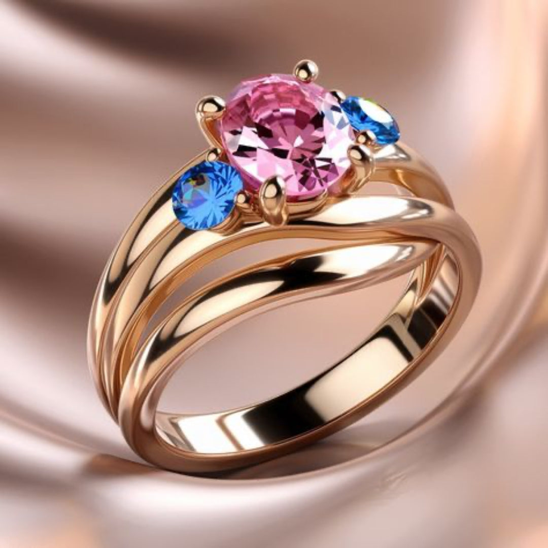 Pink Sapphire Duo Accent Ring