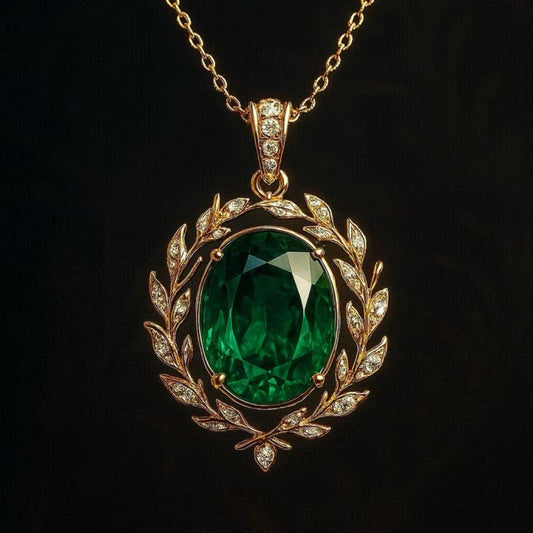Emerald Laurel Pendant Necklace