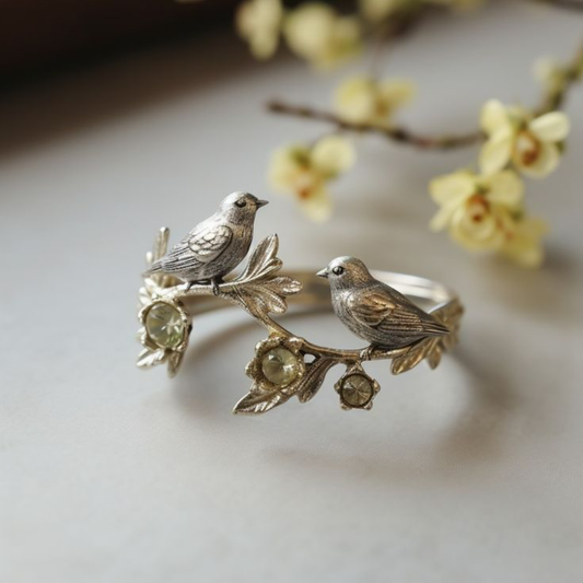 Twin Sparrow Branch Ring