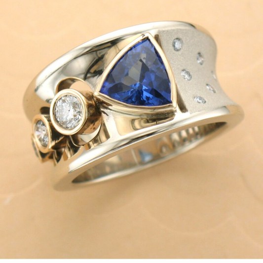 Royal Trillion Blue Statement Ring