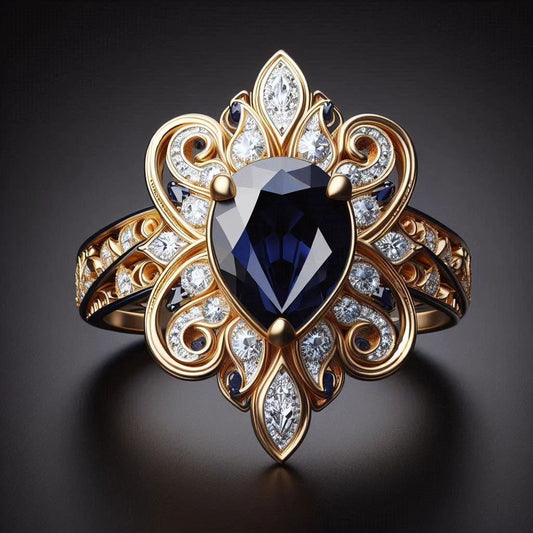 Blue Cocktail Shiled Bright Exotic Ring