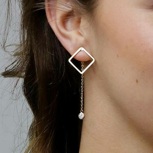 Silver Square Earrings