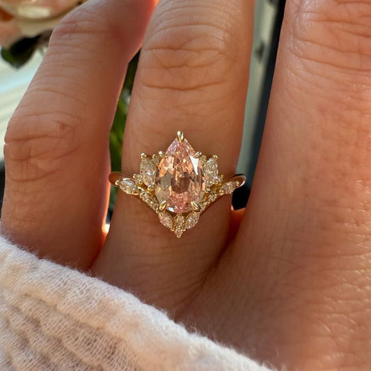 Elegant Pink Crystalline Gold Ring