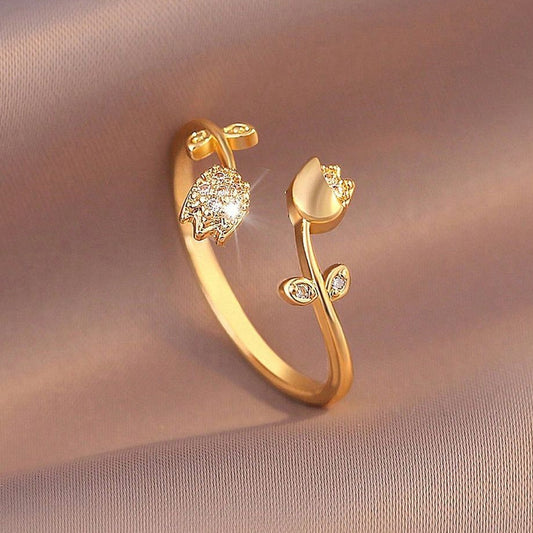 Golden Tulip Zirconia Fine Ring