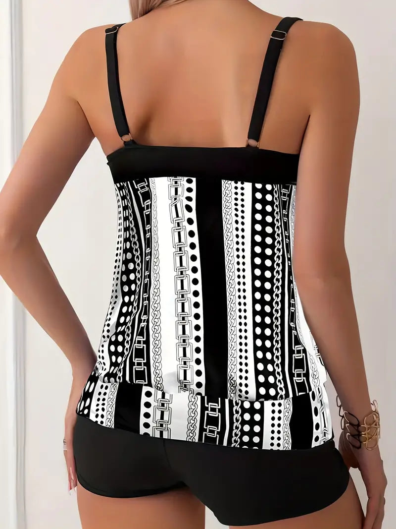 LD | Gestreepte tankini met print