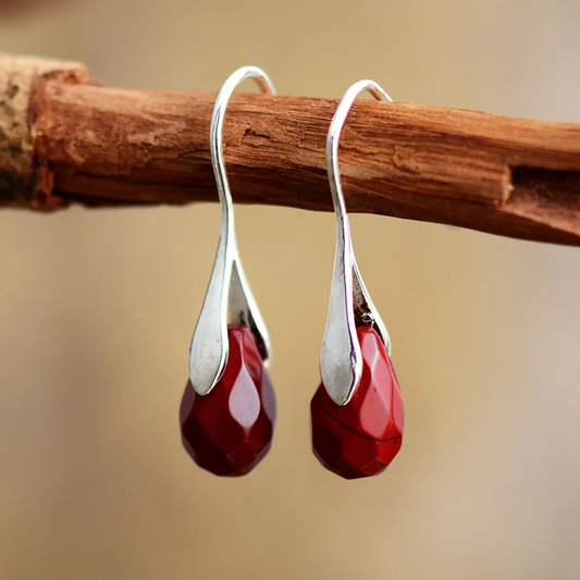Red Drop Stone Earrings