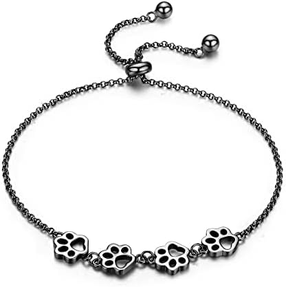 Sterling Silver Paw Print Bracelet ��� Adjustable Fit