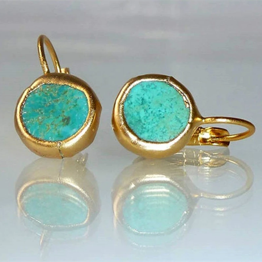 CopyGold Earrings With Turquoise Stone