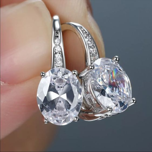 Square Silver Glass Earrings