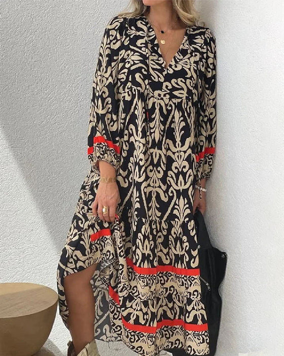 LD | Elegante bohemian maxi jurk met print