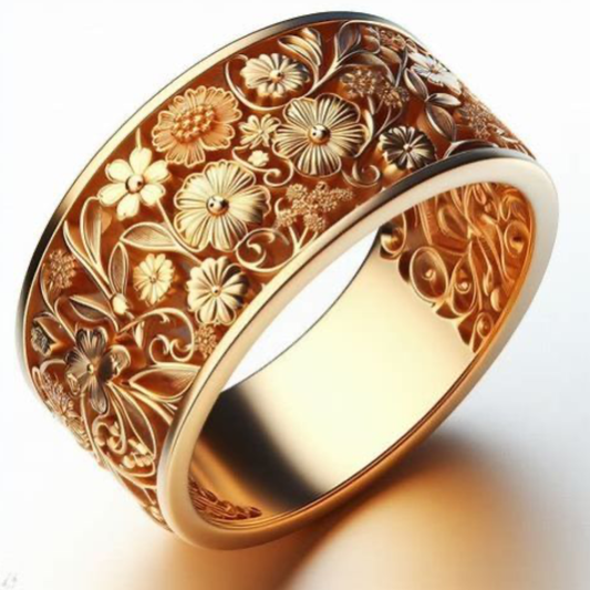 Floral Engraved Band Ring