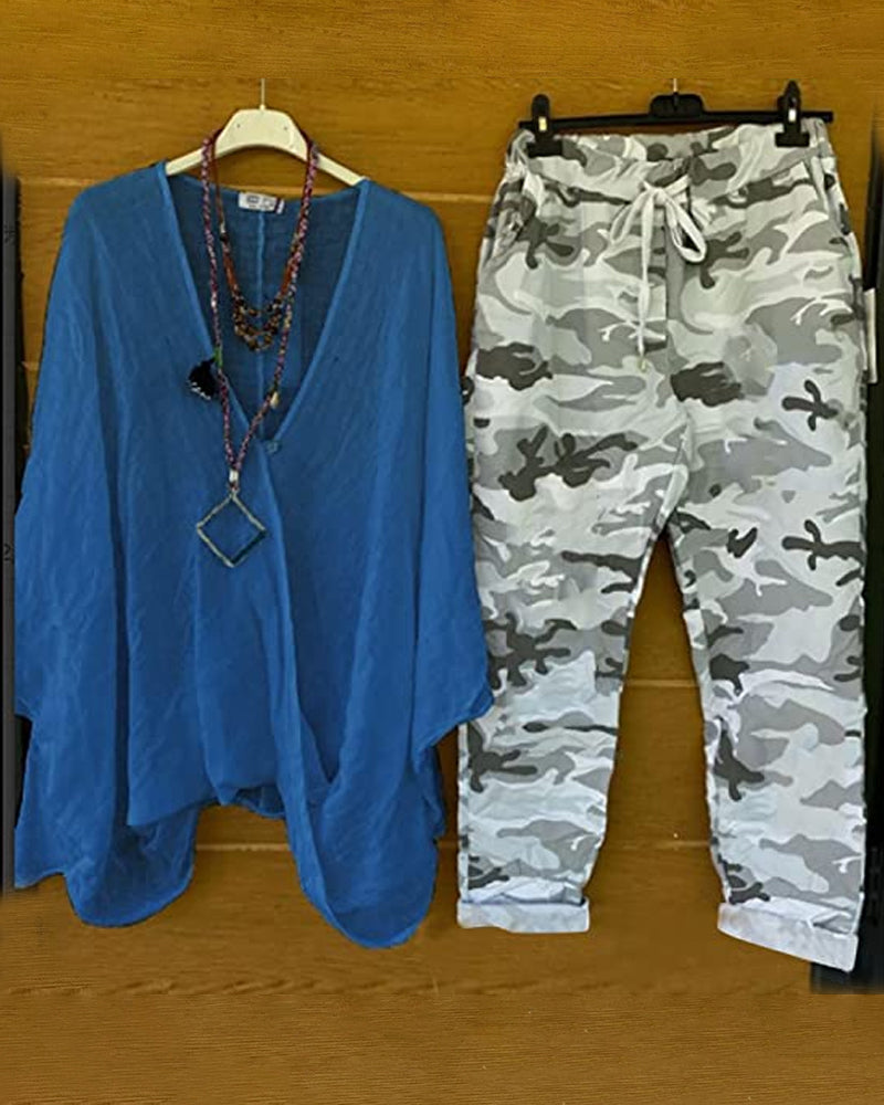 LD | Set van broek en blouse met camouflagepatroon