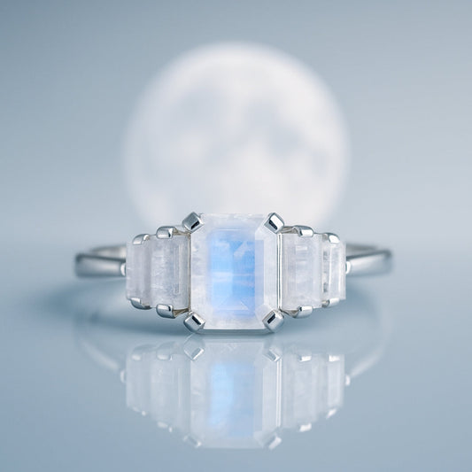 Moonstone Deco Sterling Silver Ring