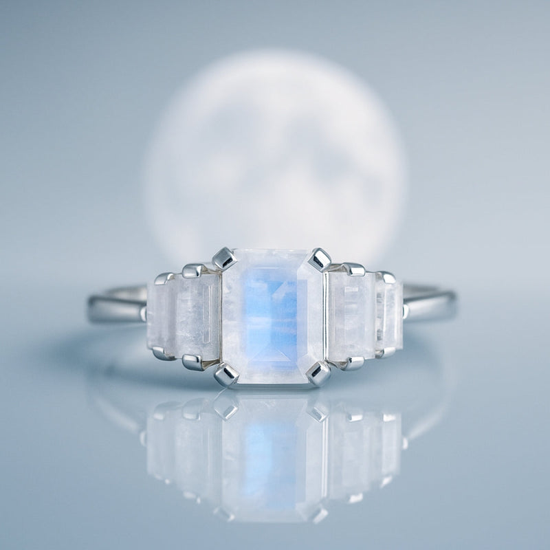 Moonstone Deco Sterling Silver Ring