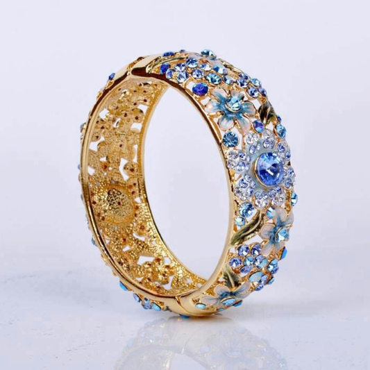 Blue Petal Crystal Band Ring