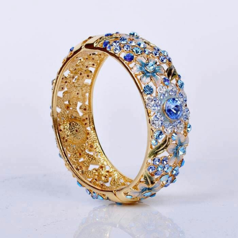Blue Petal Crystal Band Ring