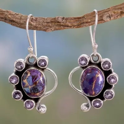 Vintage Purple Earrings In Silver