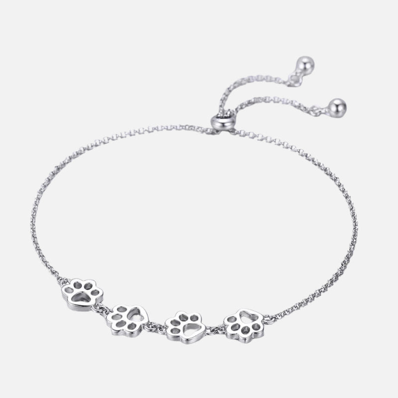 Sterling Silver Paw Print Bracelet ��� Adjustable Fit