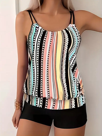 LD | Gestreepte tankini met print