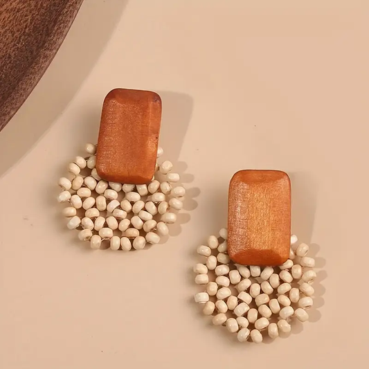 Vintage Brown White Earrings