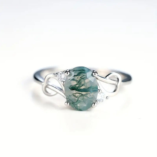 Nature Green Moss Stone Ring