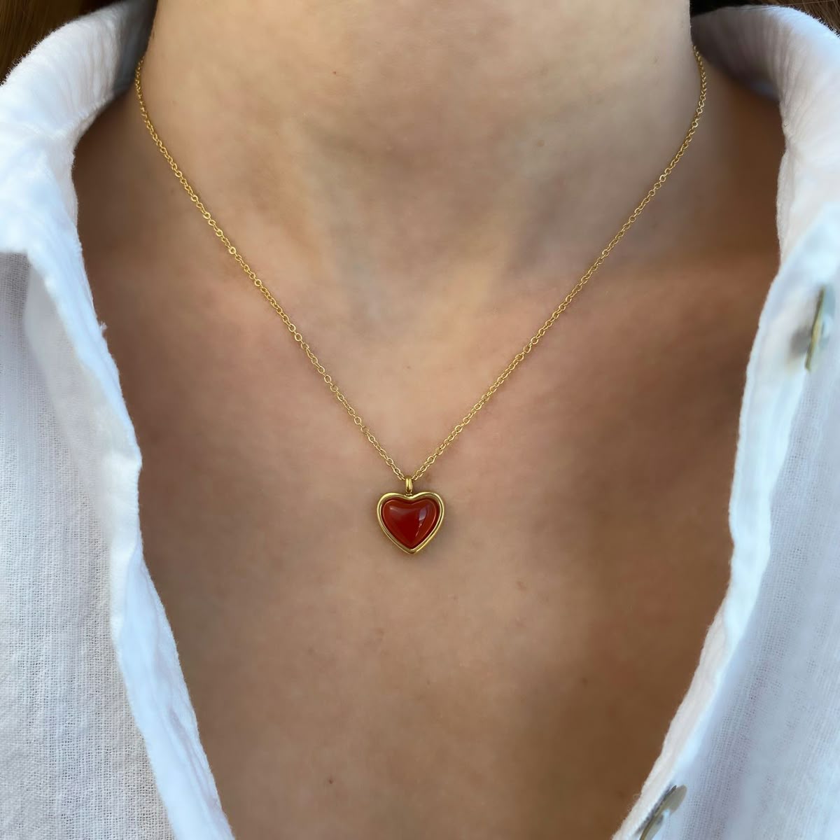 Minimal Red Heart Necklace