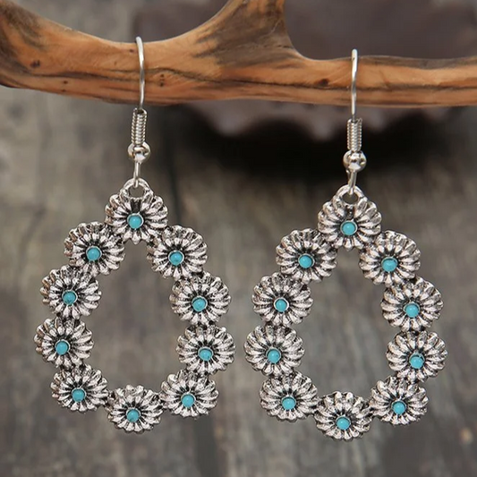 Turquoise Daisy Drop Earrings