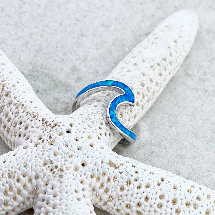 Sea Wave Ring In Opal And Silver | Sustainable Ocean-Inspired Jewelry