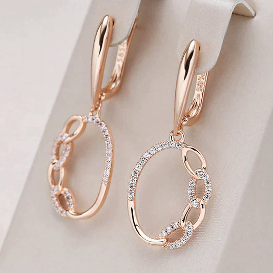 Elegant Earrings With Gold Zirconia