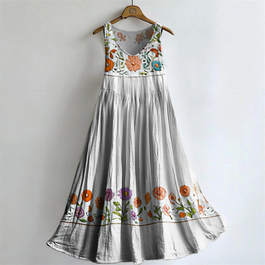Floral Tattoo Pattern Art Print Round Neck Sleeveless Cotton Pocket Dr