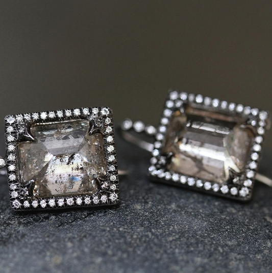Square Dark Glass Earrings