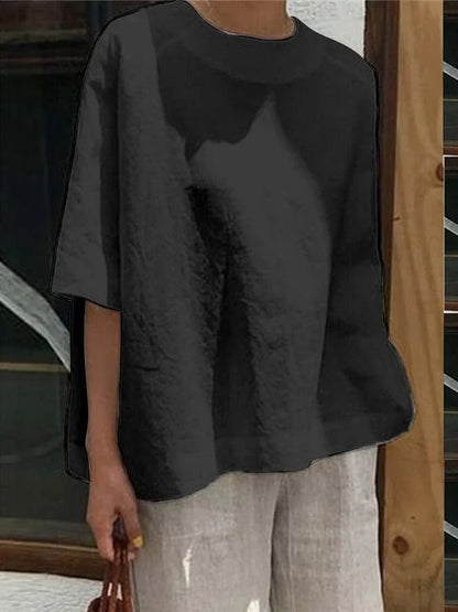 LD | Comfortabele, losse top met ronde hals