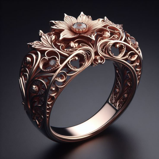 Ornate Rose Filigree Ring