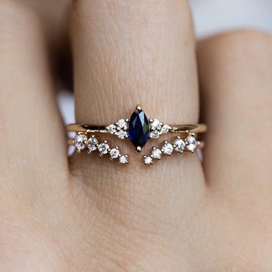 Midnight Marquise Duo Ring Set