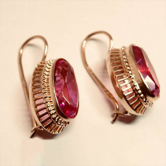Red Crystal Rose Gold Earrings