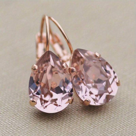 Vintage Pink Glass Drop Earrings