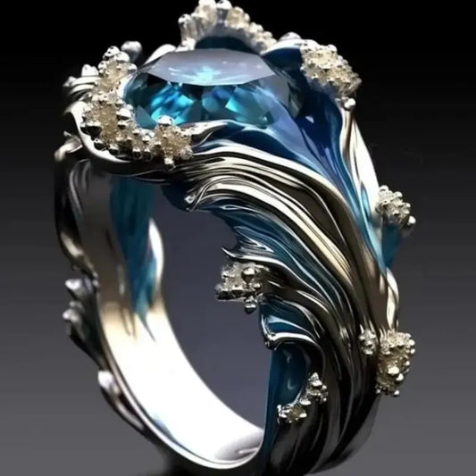 Exotic Wave Silver Ring