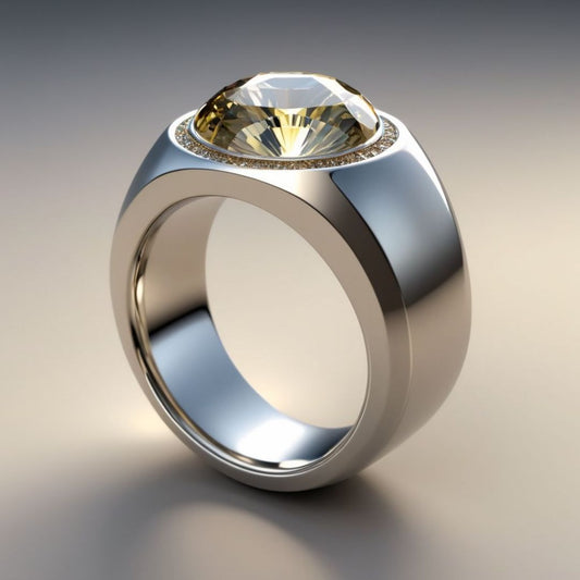 Exotic Olive Round Glass Silvered Ring
