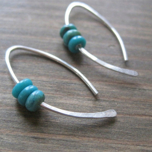 Blue Opal Boho Earrings In Silver