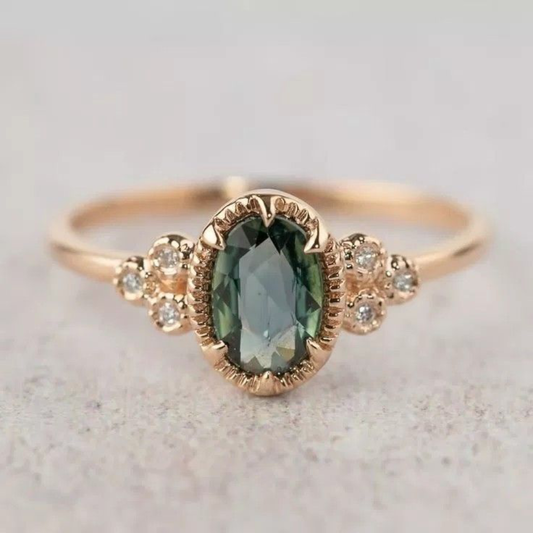 Emerald Oval Cluster Ring