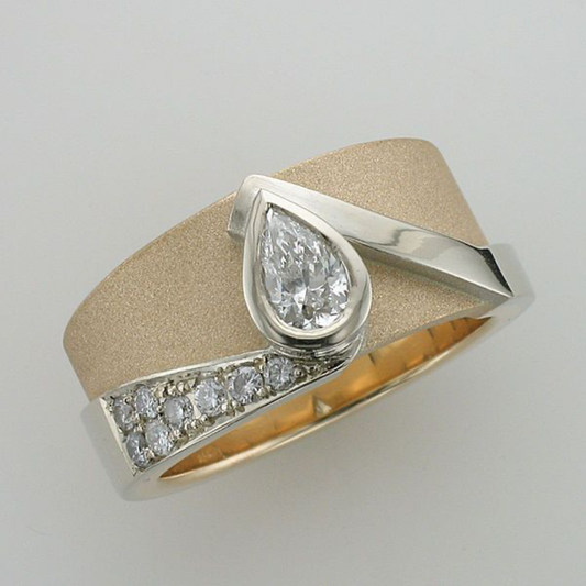 Modern Teardrop Satin Ring