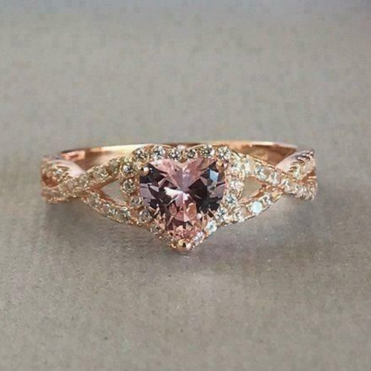 Twisted Heart Halo Ring