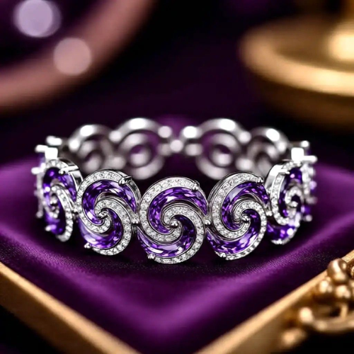 Amethyst Spiral Eternity Bracelet