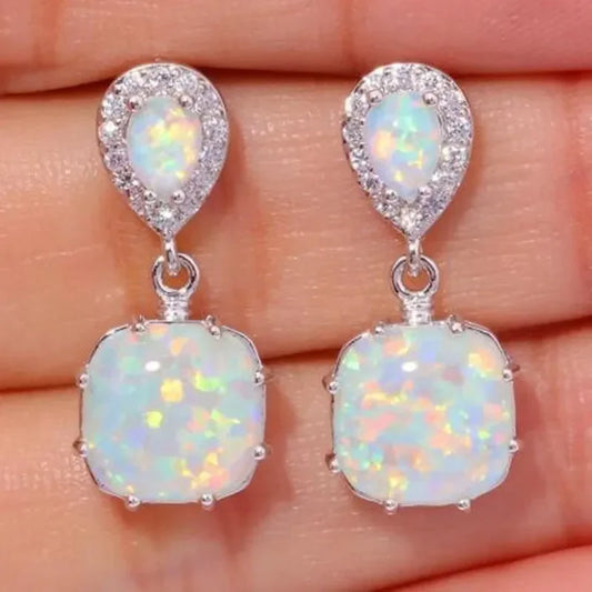 White Opal Zirconia Earrings