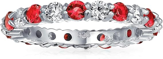 Ruby And White Stone Band Ring | White Gold