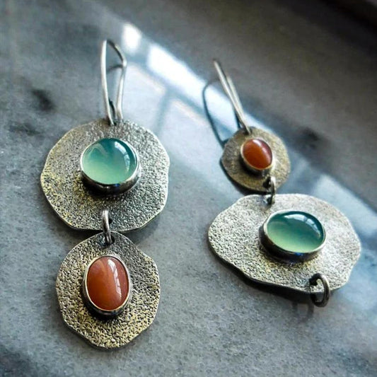 Silver Boho Earrings With Zirconia Rhinestones