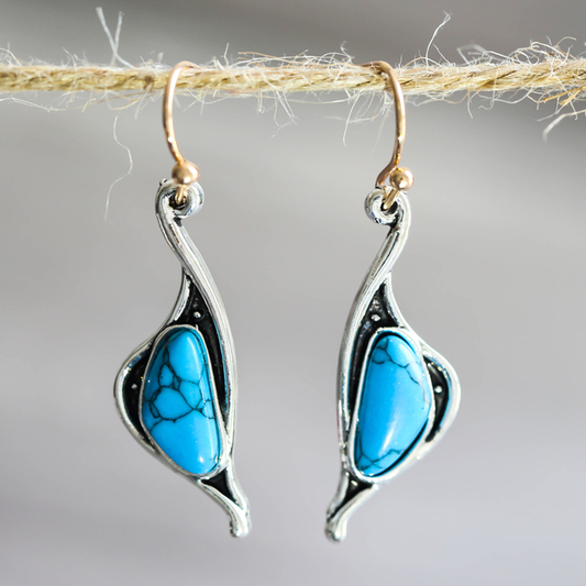 Blue Natural Stone Earrings In Silver